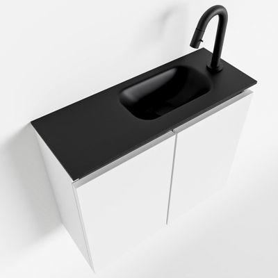 Toiletmeubel Mondiaz Ture | 60 cm | Meubelkleur Talc | Eden wastafel Urban Rechts | 1 kraangat