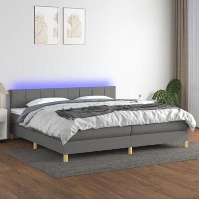 Boxspring met matras en LED stof donkergrijs 200x200 cm