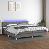 Boxspring met matras en LED stof donkergrijs 200x200 cm