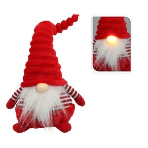 Pluche gnome/dwerg - decoratie pop/knuffel - 44 cm -met verlichte neus