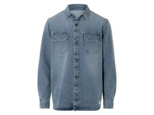 LIVERGY Denim heren overhemd (Blauw, L)