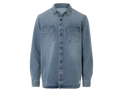 LIVERGY Denim heren overhemd (Blauw, XL)