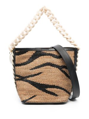 Stella McCartney sac seau en raphia à motif tigré en jacquard - Tons neutres
