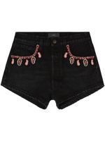 Alanui Inner Energy embroidered denim shorts - Noir - thumbnail