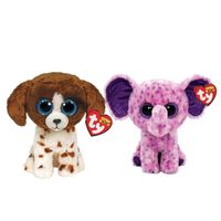 Ty - Knuffel - Beanie Boo's - Muddles Dog & Eva Elephant