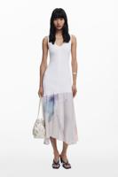 Gecombineerde V-hals jurk - WHITE - L Gecombineerde V-hals jurk - WHITE - L