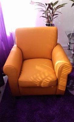 Leren fauteuil met houten poten - oranje leer - Echt leer, Klassiek, ontdek de vele Leersoorten en Kleuren bij ShopX