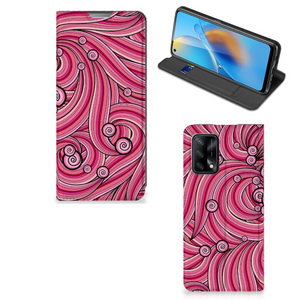 OPPO A74 4G Bookcase Swirl Pink