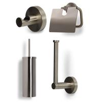 Toilet accesoire set Blue Label Vida | Wandmontage | Messing | Geborsteld nikkel PVD