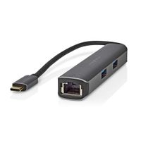 Nedis CCBW64210AT02 Usb Multi-port Adapter Usb 3.2 Gen 1 Usb-c™ Male Hdmi™ Female / Rj45 Female / 3x Usb-a Female 5 Gbps 0.20 M Rond Verguld Pvc Antraciet Doos - thumbnail