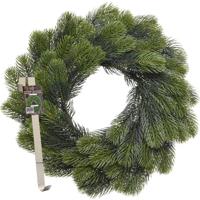 Kerstkrans 50 cm - groen - met messing zilveren hanger/ophanghaak - kerstversiering - Kerstkransen - thumbnail