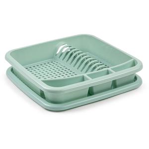 Plastic Forte Afdruiprek - met lekbak - groen - 39 x 39 cm - Afwasrek - Afdruiprekken