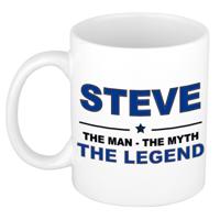 Steve cadeau mok - man myth legend - naam koffiemok / beker - wit en blauw - 300 ml