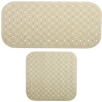 MSV Douche/bad anti-slip matten set badkamer - rubber - 2x stuks - beige - 2 formaten