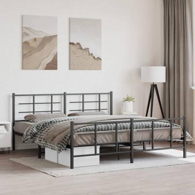 Bedframe met hoofd- en voeteneinde metaal zwart 183x213 cm