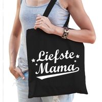 Liefste mama cadeau tas zwart katoen - Feest Boodschappentassen