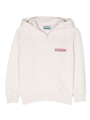 Kenzo Kids cardigan zippé à logo imprimé - Tons neutres