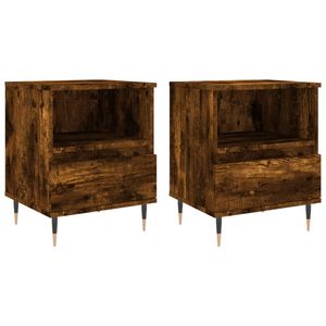 vidaXL Nachtkastjes 2 st 40x35x50 cm bewerkt hout gerookt eikenkleurig