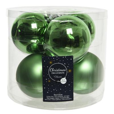 Kerstballen - 18x st - groen - 8 cm - glas - kerstversiering