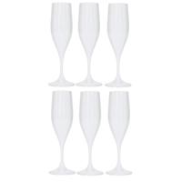 Champagneglas - 6x - wit - kunststof - 150 ml - herbruikbaar