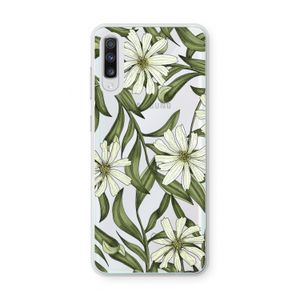 Wit bloemenpatroon: Samsung Galaxy A70 Transparant Hoesje