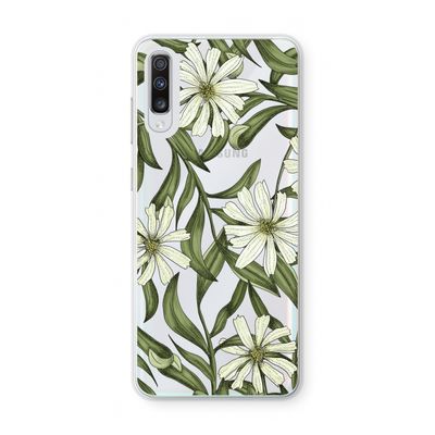 Wit bloemenpatroon: Samsung Galaxy A70 Transparant Hoesje