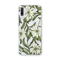Wit bloemenpatroon: Samsung Galaxy A70 Transparant Hoesje