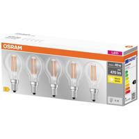 OSRAM HOMELIGHTING 4058075090668 LED-lamp Energielabel E (A - G) E14 Kogel 4 W = 40 W Warmwit (Ø x l) 45 mm x 84 mm Filament / Retro-LED 5 stuk(s)