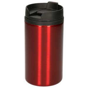 Reisbeker - 300 ml - rood - thermosbeker - 15 x 7 cm - RVS