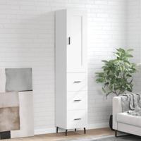 Hoge kast 34,5x34x180 cm bewerkt hout wit