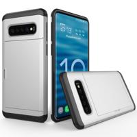 Schokbestendig robuuste Armor beschermende case voor Galaxy S10 met kaartsleuf (zilver)