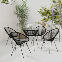 5-delige Tuinset PVC-rattan zwart