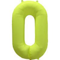 Folieballon Cijfer 0 Neon Geel (86cm)