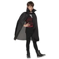 Halloween dracula verkleed cape voor kinderen - zwart - met kraag - 75 cm lang