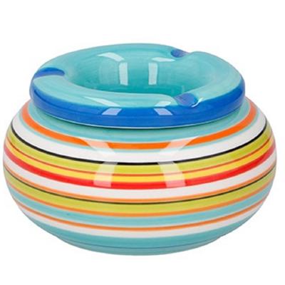 G.Wurm Storm asbak Casablanca - Keramiek - Blauw/multi kleuren - 11 x 6 cm