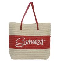 ITEM Strandtas - summer - rood/beige - 38x40 cm - polyester - magneetsluiting