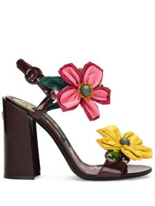 Dolce & Gabbana floral-appliqué ankle-strap sandals - Rouge