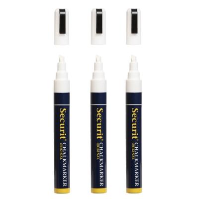 3x krijtstift - wit - platte punt - 2-6 mm - krijt - chalkmarker - krijtmarker