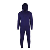 Warme onesie/jumpsuit - donkerblauw - huispakken volwassenen - katoen/polyester