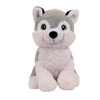 Sandy Husky hond knuffel - pluche - dieren knuffels - 32 cm - dieren knuffels - grijs/wit - 32 cm