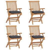 Tuinstoelen 4 st met antracietkleurige kussens massief teakhout