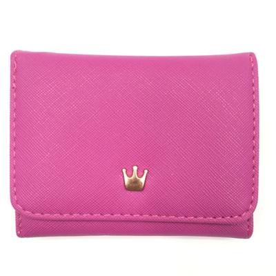 Korte mini vrouwen portefeuilles kroon ingericht fold PU lederen Coin Purse kaarthouder (Deep Purple)