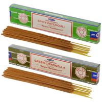 Satya Wierook cadeaus set - 2x geurstokjes - Patchouli en Citronella geur - Meditatie