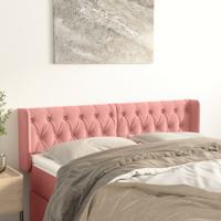 Hoofdbord met randen 147x16x78/88 cm fluweel roze