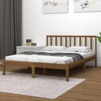 Bedframe massief grenenhout honingbruin 200x200 cm