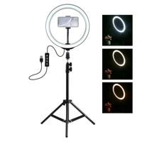 PULUZ 1.1 m statief mount + 10 inch LED ring VLogging video licht live broadcast Kits