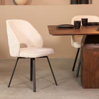 LABEL51 Eetkamerstoel Lewis - Creme - Elegance - Zwart Metalen Frame
