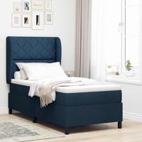 Boxspring bed met matras met hoofdeinde Blauw 90 x 190 cm Stof