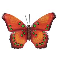 Tuindecoratie vlinder van metaal oranje 48 cm - thumbnail
