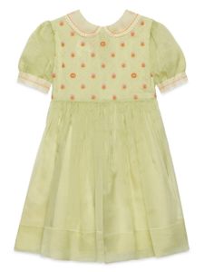 Gucci Kids robe à fleurs brodées - Vert